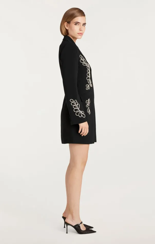 Women Cinq Sept Mini Rhinestone Paisley Long Sleeve Joel Dress Black