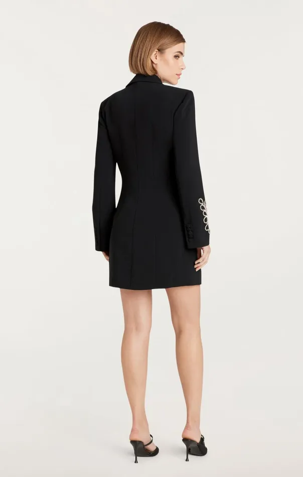 Women Cinq Sept Mini Rhinestone Paisley Long Sleeve Joel Dress Black