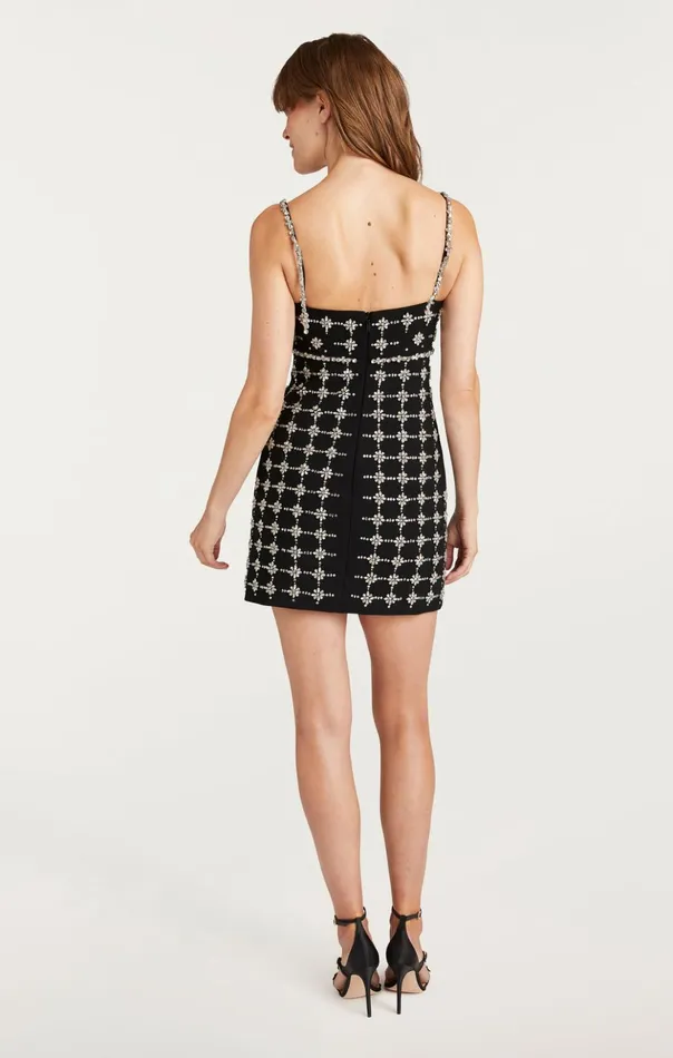 Women Cinq Sept Mini Satine Dress Blacksilver