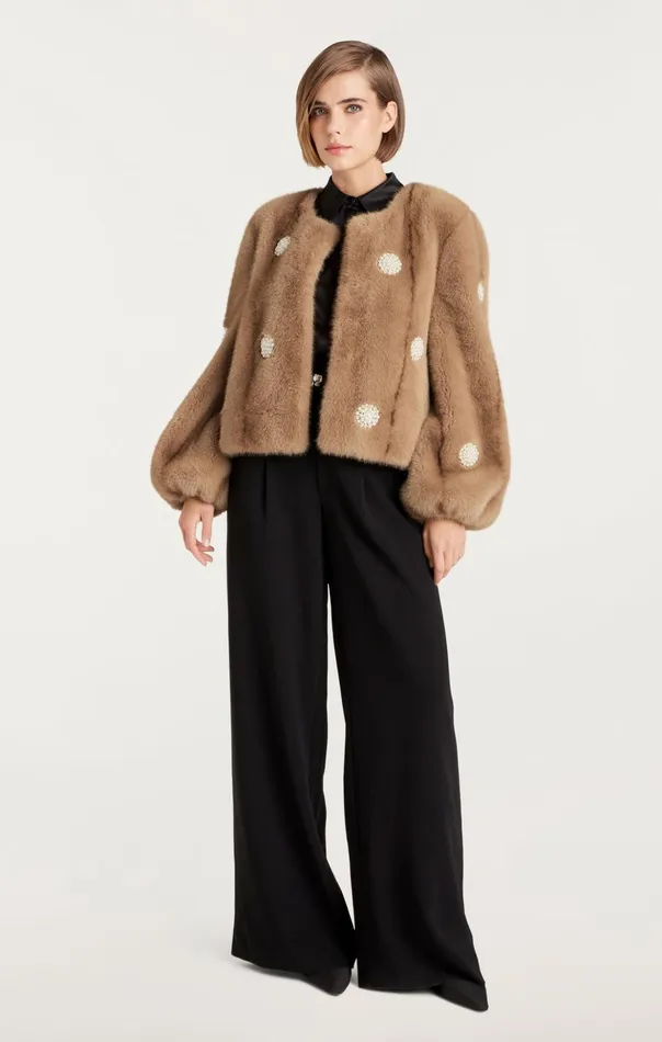Women Cinq Sept Outerwear Faux Mink Benson Coat Pewter