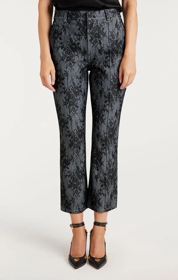 Women Cinq Sept Pants Bonded Lace Cropped Evelyn Pant Light Indigoblack