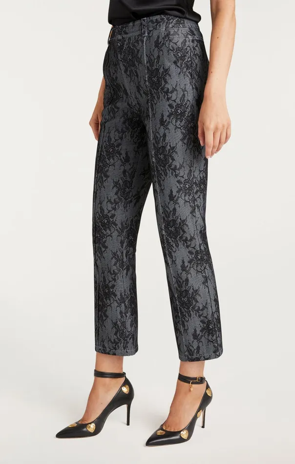 Women Cinq Sept Pants Bonded Lace Cropped Evelyn Pant Light Indigoblack