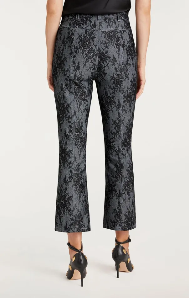 Women Cinq Sept Pants Bonded Lace Cropped Evelyn Pant Light Indigoblack