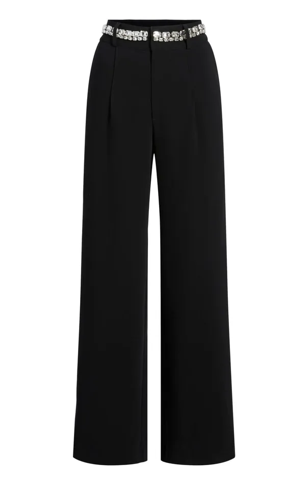 Women Cinq Sept Pants Rhinestone Chain Genna Pant Black