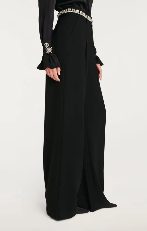 Women Cinq Sept Pants Rhinestone Chain Genna Pant Black