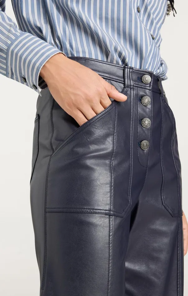 Women Cinq Sept Pants Vegan Leather Benji Pant Navy