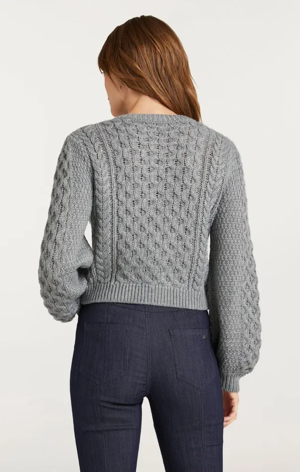 Women Cinq Sept Sweaters and Knits Joelle Embellished Cable Cardigan Charcoal Lilacgreen