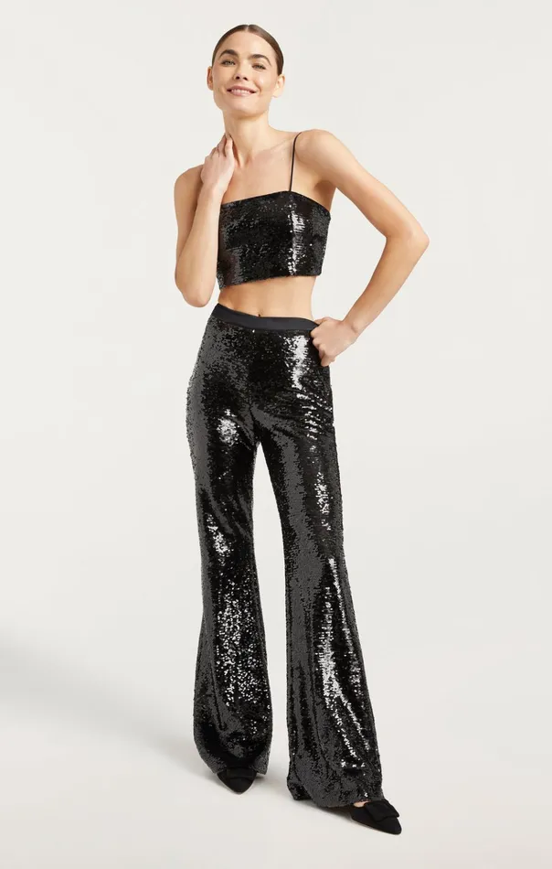 Women Cinq Sept Tank Tops and Camisoles Sequin Nikki Top Black