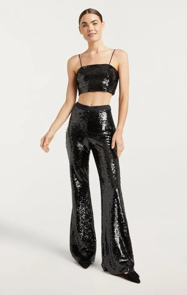 Women Cinq Sept Tank Tops and Camisoles Sequin Nikki Top Black