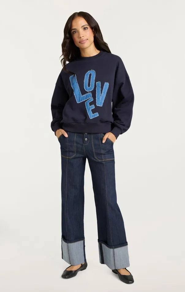Women Cinq Sept Tees and Pullovers Denim Love Brandy Pullover Navy