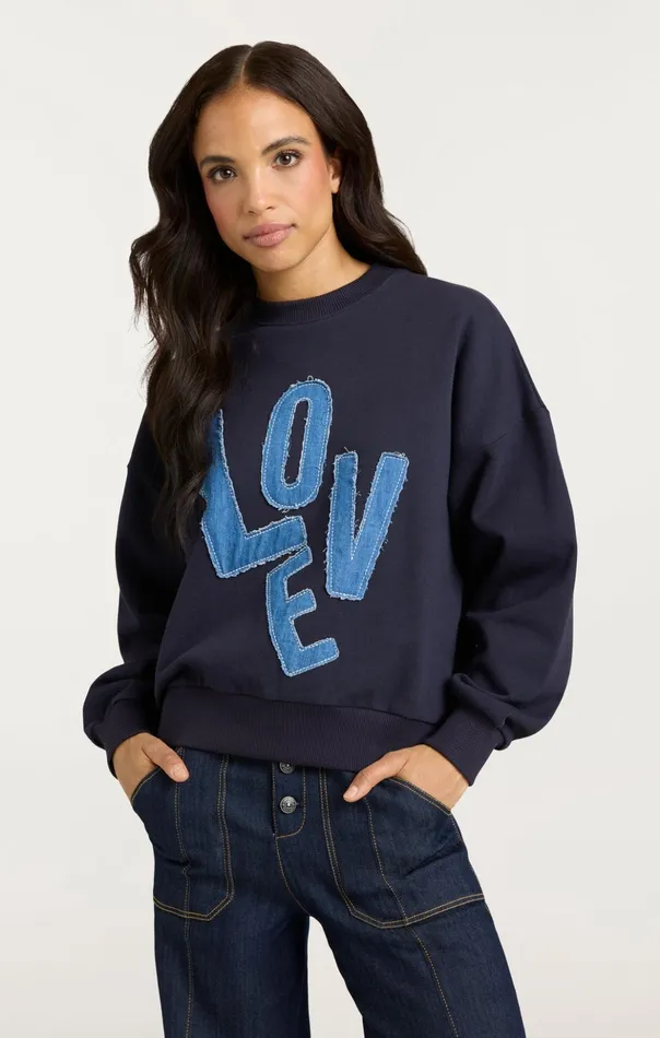 Women Cinq Sept Tees and Pullovers Denim Love Brandy Pullover Navy