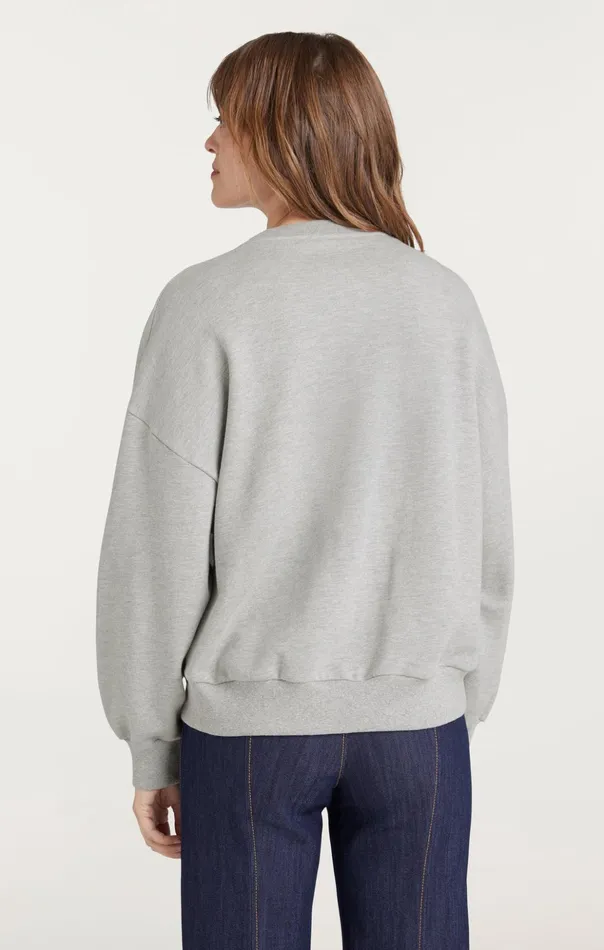 Women Cinq Sept Tees and Pullovers Heatset Smiley Joyeux Brandy Pullover Heather Greyblack