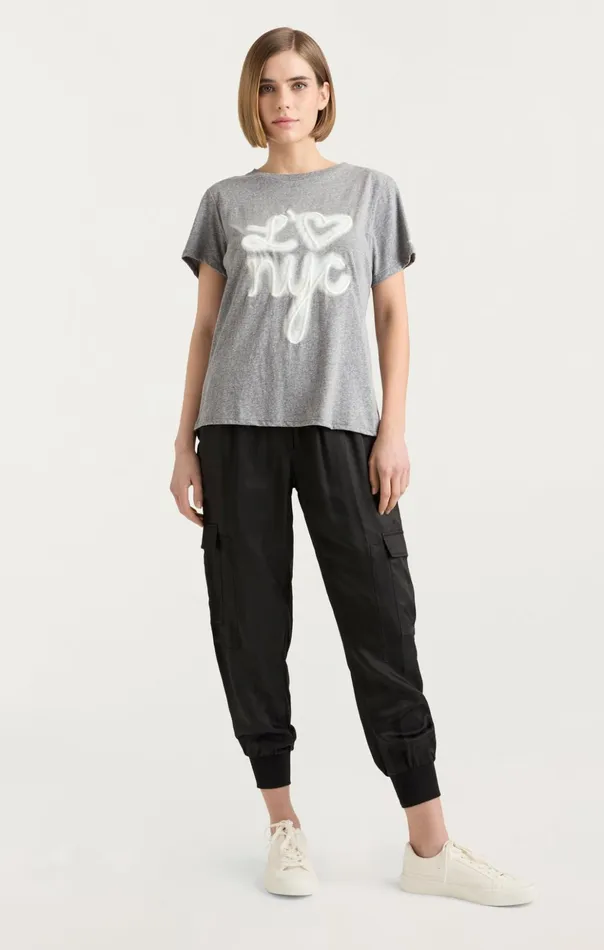 Women Cinq Sept Tees and Pullovers Love Nyc Tee Heather Greywhite