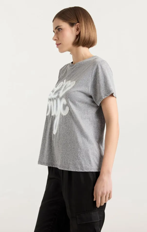 Women Cinq Sept Tees and Pullovers Love Nyc Tee Heather Greywhite