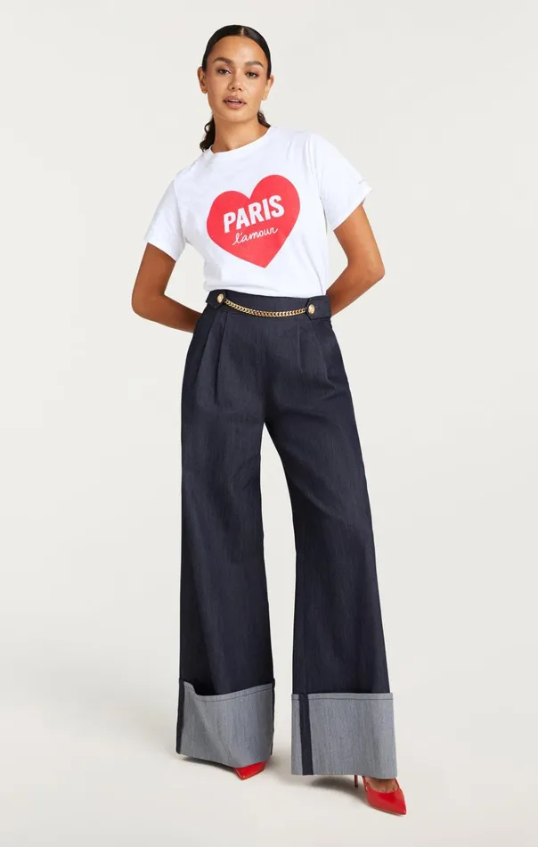Women Cinq Sept Tees and Pullovers Paris Lamour Heart Tee Whiterose