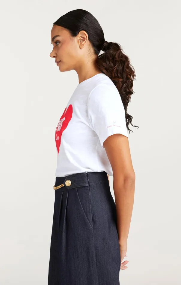Women Cinq Sept Tees and Pullovers Paris Lamour Heart Tee Whiterose