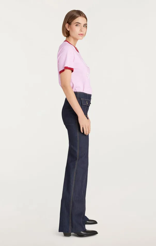 Women Cinq Sept Tees and Pullovers Paris New York Ringer Tee Pink Opal