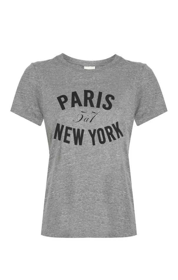 Women Cinq Sept Tees and Pullovers Paris New York Tee Heather Greyblack