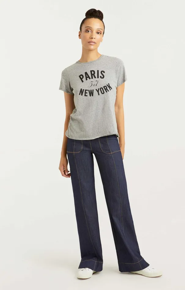 Women Cinq Sept Tees and Pullovers Paris New York Tee Heather Greyblack