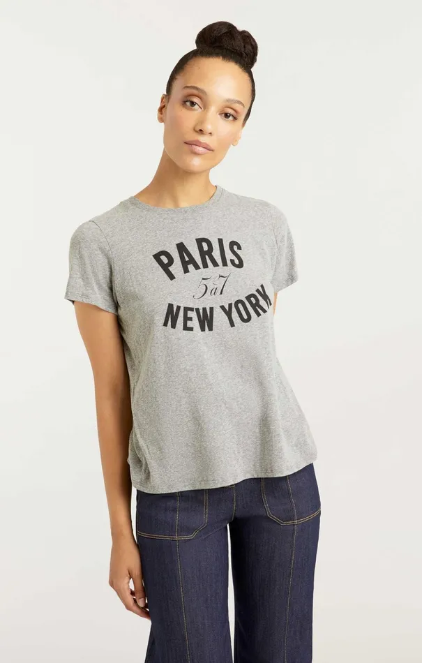 Women Cinq Sept Tees and Pullovers Paris New York Tee Heather Greyblack