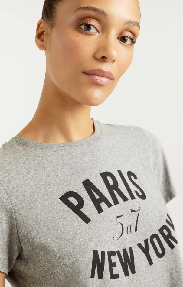 Women Cinq Sept Tees and Pullovers Paris New York Tee Heather Greyblack