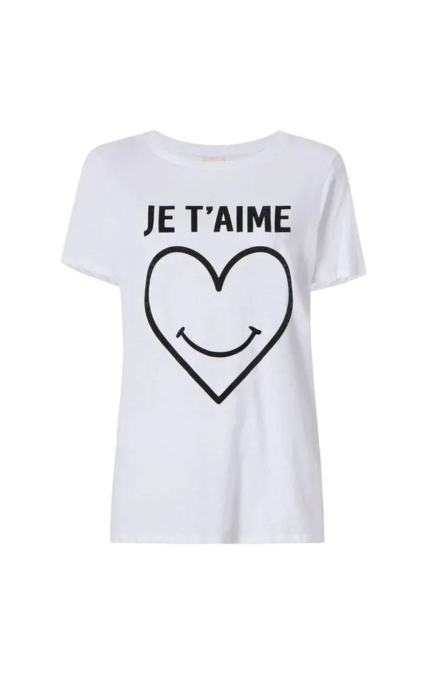 Women Cinq Sept Tees and Pullovers Smiling Heart Tee White