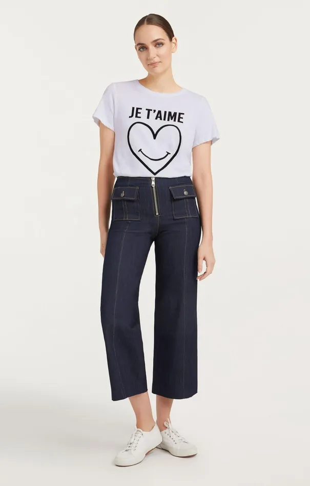 Women Cinq Sept Tees and Pullovers Smiling Heart Tee White