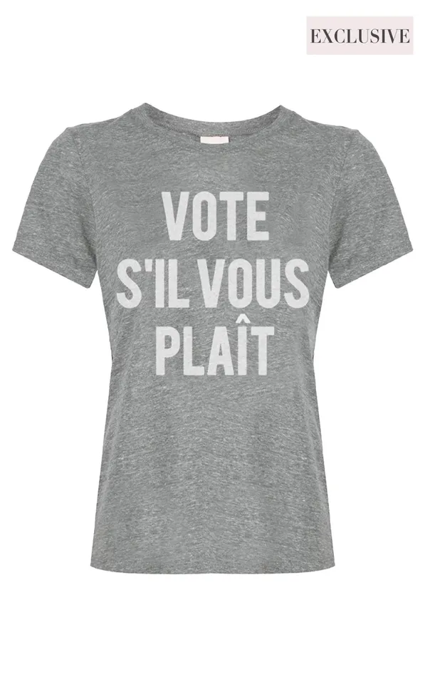 Women Cinq Sept Tees and Pullovers Vote Please Tee Heather Greywhite