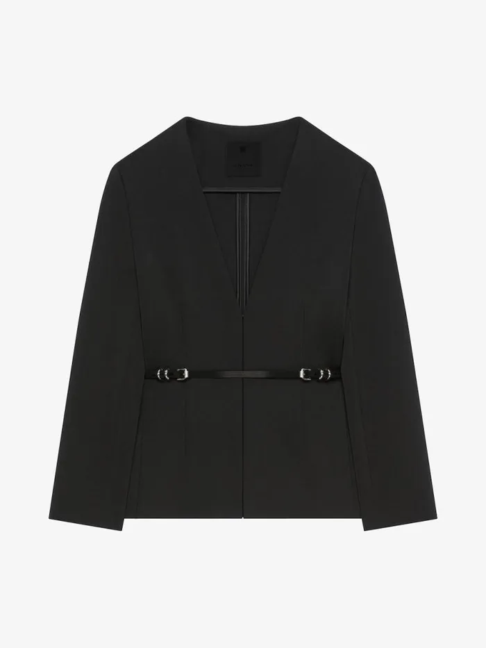 Women Coats and Jackets Givenchy Slim Fit Voyou Jacket In Punto Milano Black