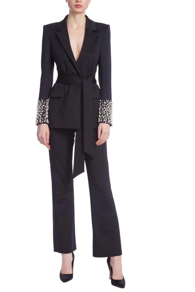 Women Cocktail Badgley Mischka Stretch Scuba Boot Cut Pant Black