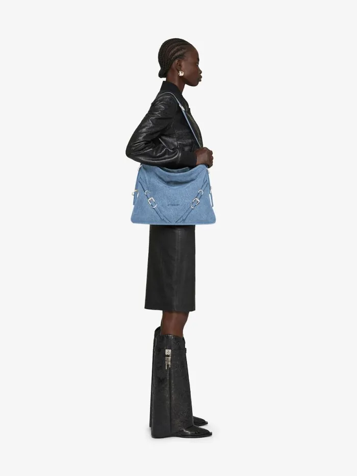 Women Crossbody Bags Givenchy Medium Voyou Bag In Denim Medium Blue Women Crossbody Bags Givenchy Medium Voyou Bag In Denim Medium Blue
