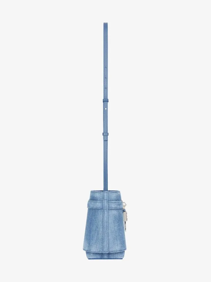 Women Crossbody Bags Givenchy Shark Lock Bucket Bag In Washed Denim Medium Blue