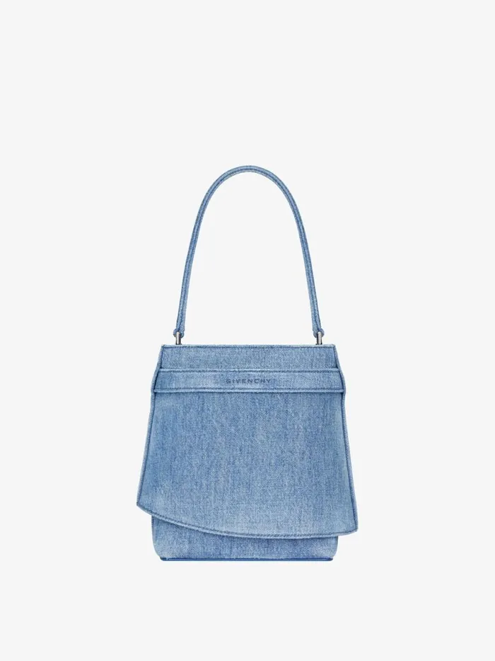 Women Crossbody Bags Givenchy Shark Lock Bucket Bag In Washed Denim Medium Blue