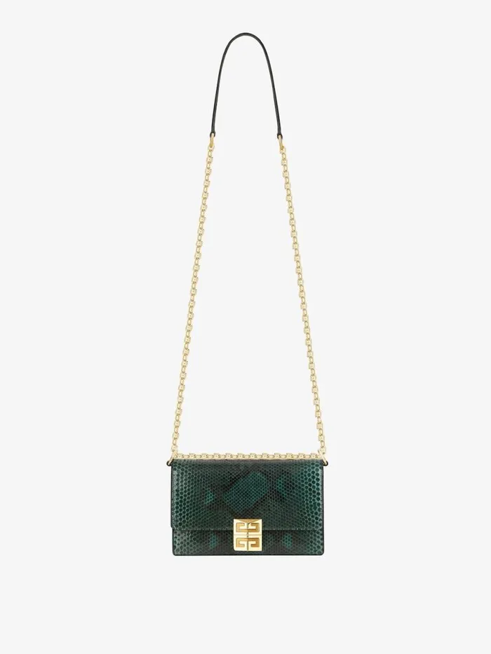 Women Crossbody Bags Givenchy Small 4G Bag In Python With Chain Dark Green