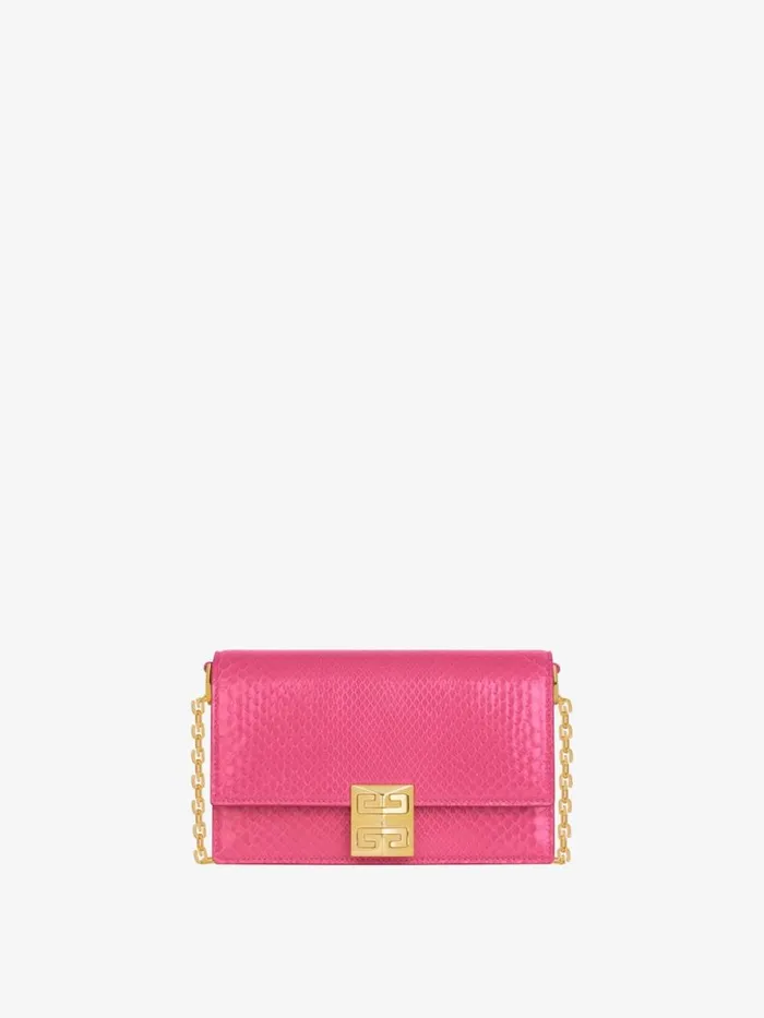 Women Crossbody Bags Givenchy Small 4G Bag In Python With Chain Neon Pink