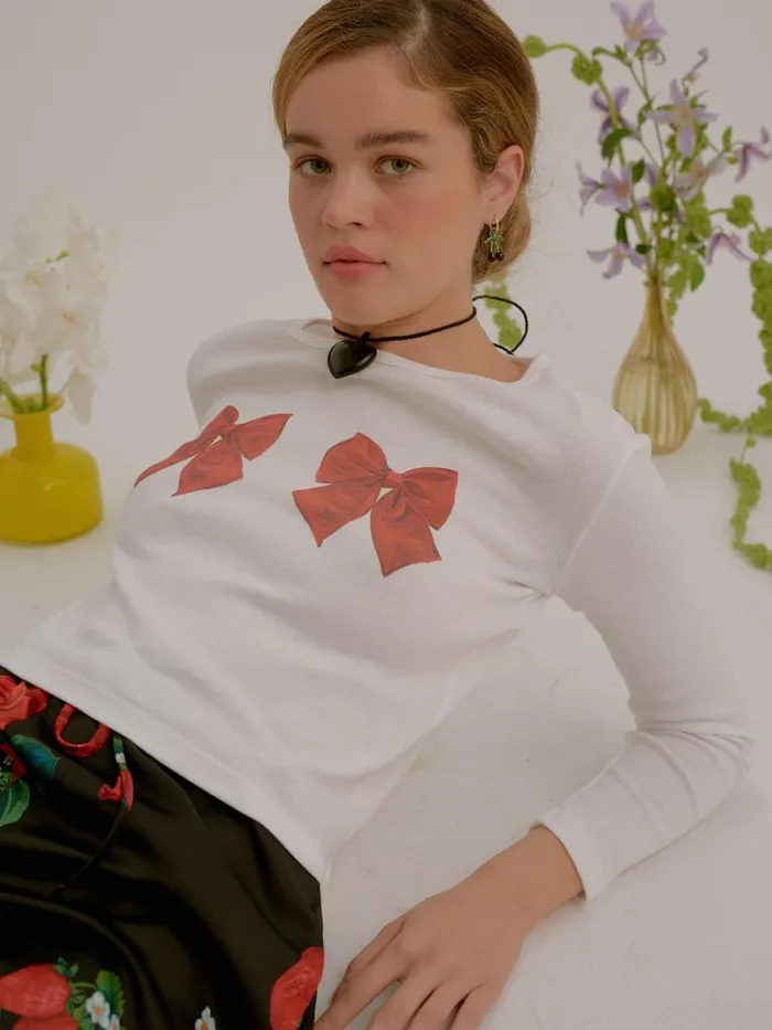 Women Dana Long Sleeve Tee Whitebows Lisa Says Gah Tops Women Dana Long Sleeve Tee Whitebows Lisa Says Gah Tops