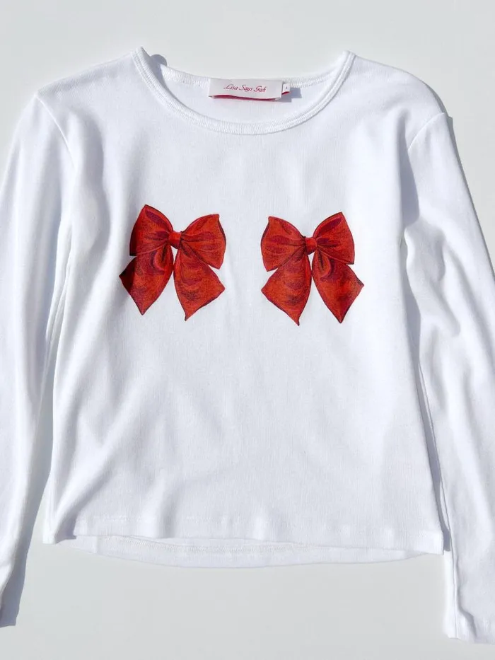 Women Dana Long Sleeve Tee Whitebows Lisa Says Gah Tops Women Dana Long Sleeve Tee Whitebows Lisa Says Gah Tops