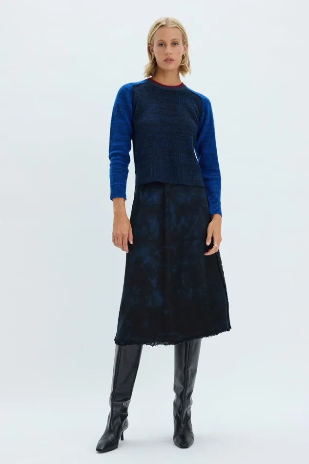 Women Dark Indigo Denim Aurora Skirt Raquel Allegra Dresses