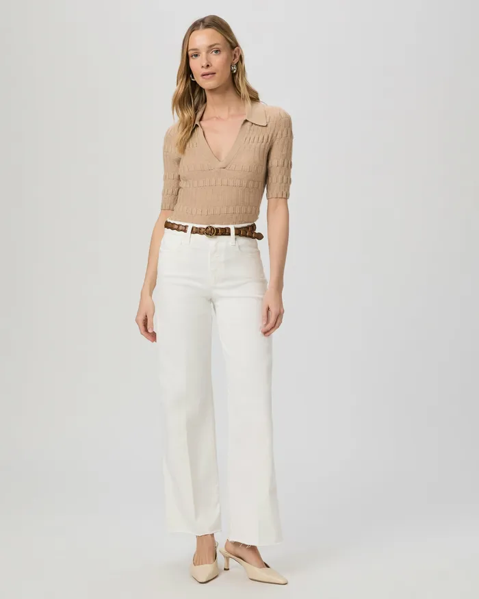 Women Denim PAIGE Anessa 31 Inch Wide Leg 8211 Tonal Ecru