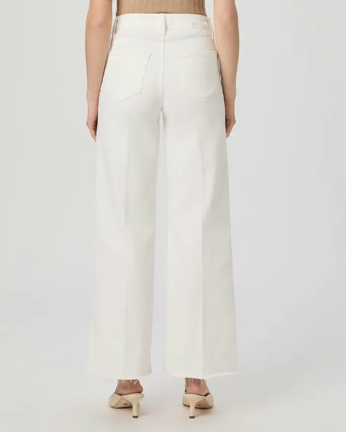 Women Denim PAIGE Anessa 31 Inch Wide Leg 8211 Tonal Ecru