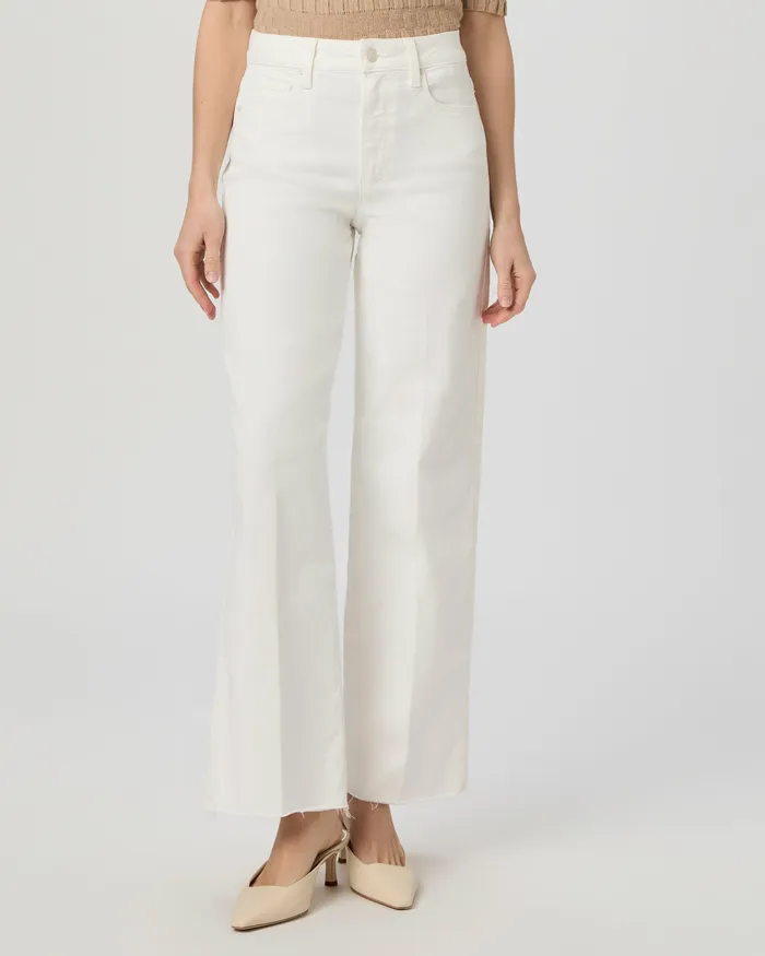 Women Denim PAIGE Anessa 31 Inch Wide Leg 8211 Tonal Ecru