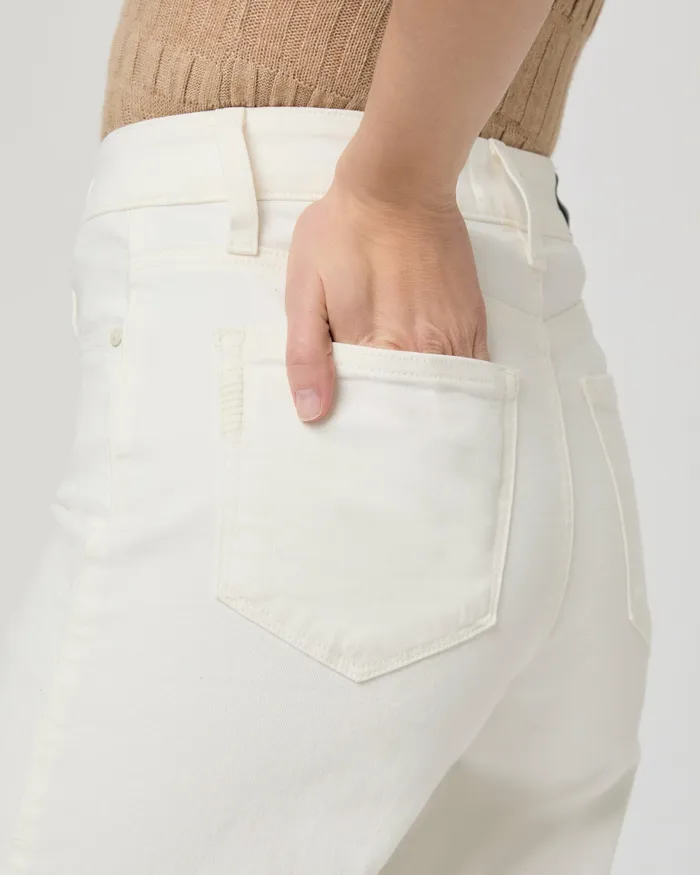 Women Denim PAIGE Anessa 31 Inch Wide Leg 8211 Tonal Ecru