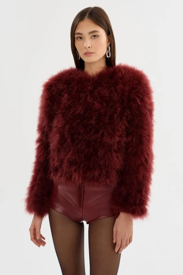 Women DEORA Feather Jacket Syrah LAMARQUE Feather Jackets