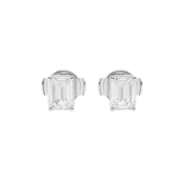 Women Diamonds Badgley Mischka EmeraldCut Diamond Stud Earrings