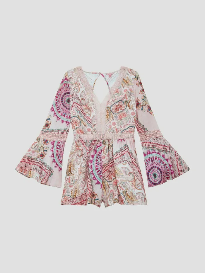 Women Dresses and Jumpsuits GUESS Eco Kali Linen Romper Carousel Print Women Dresses and Jumpsuits GUESS Eco Kali Linen Romper Carousel Print