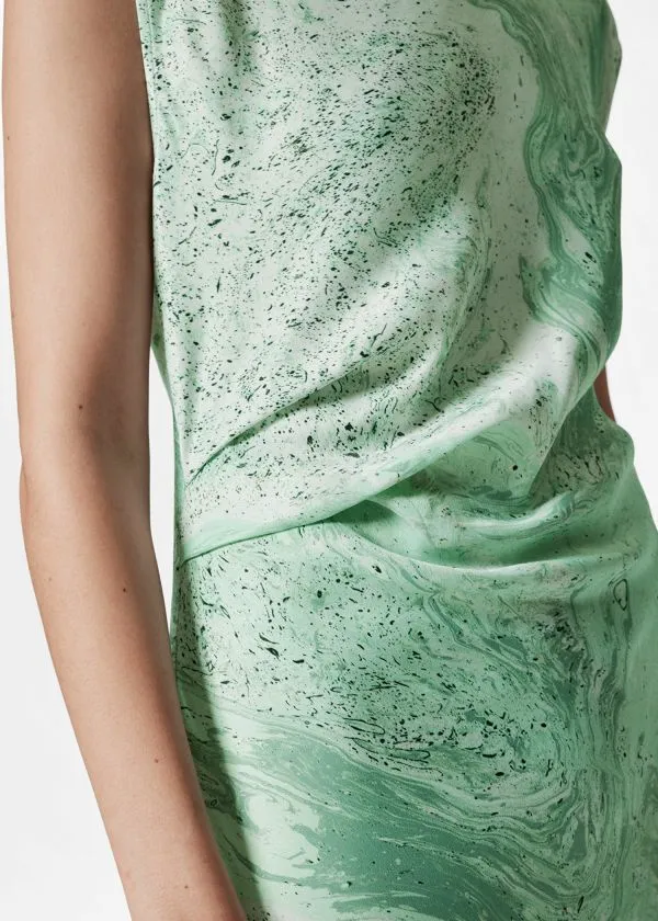Women Dresses and Other Stories BiasCut Satin Midi Dress Green Print