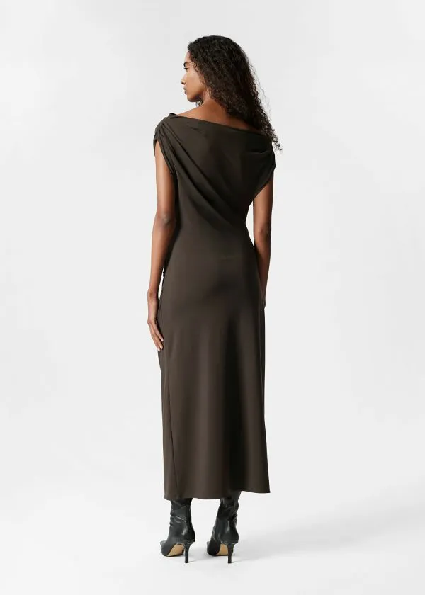 Women Dresses and Other Stories Draped Midi Dress Dark Brown