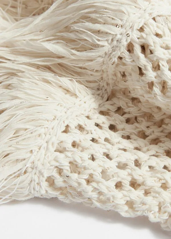 Women Dresses and Other Stories Fringed Crochet Midi Dress White