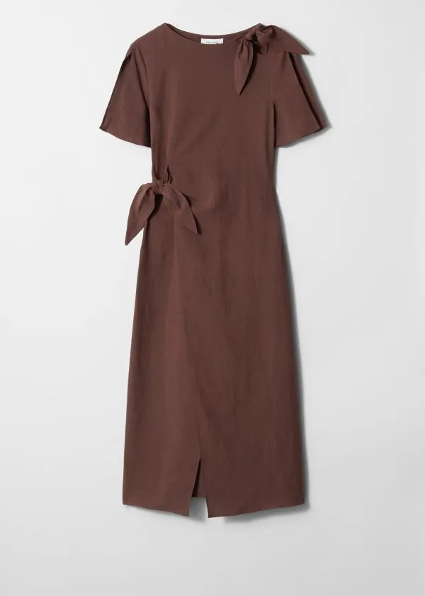 Women Dresses and Other Stories KnotDetail Midi Dress Dark Brown