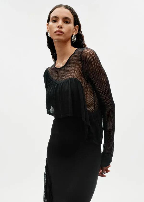 Women Dresses and Other Stories Layered Knit Midi Dress Black